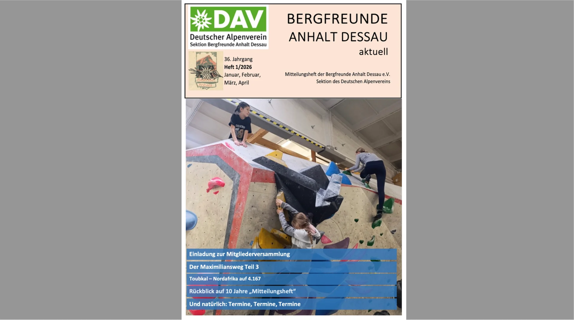 DAV-Dessau_Heft_2026-01-Titel | © Bergfreunde Anhalt Dessau e.V.