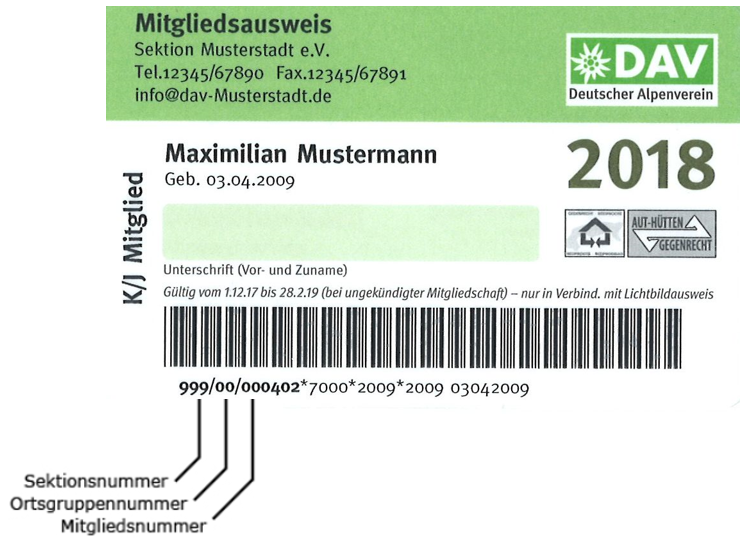 © DAV Muster DAV-Mitgliedsausweis | © DAV